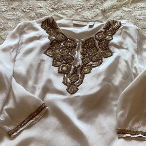 Gorgeous Chico’s white silky top with beading